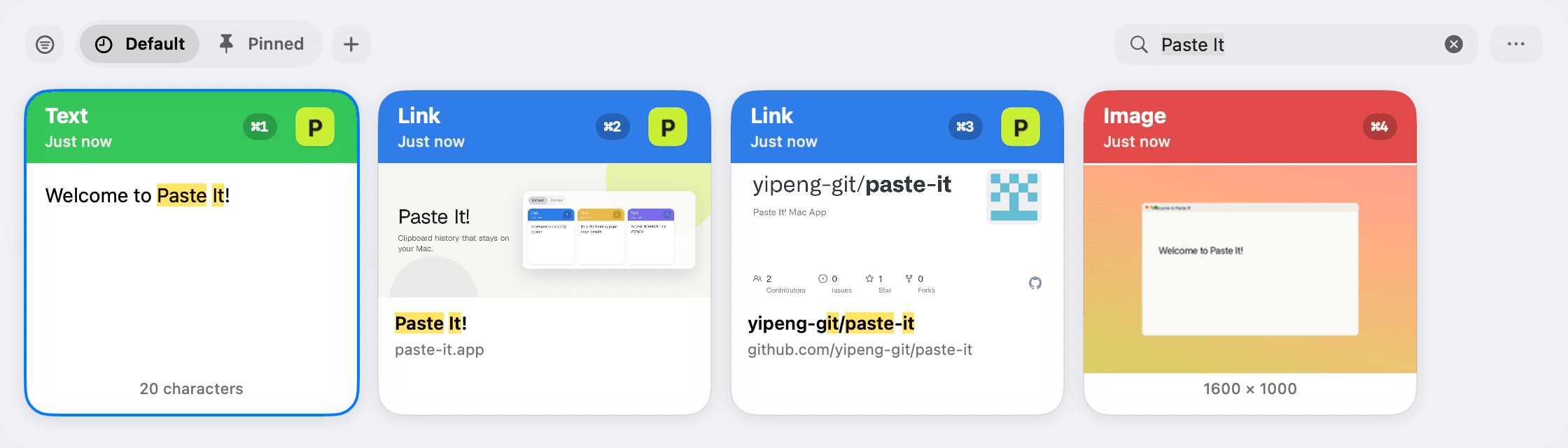 Paste It! OCR search finding a screenshot by the text inside it